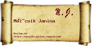 Mácsik Janina névjegykártya