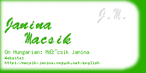 janina macsik business card